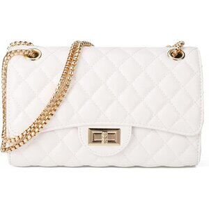 Women White Gold Imported Trendy Quilted Crossbody Shoulder Chain Designer Bag